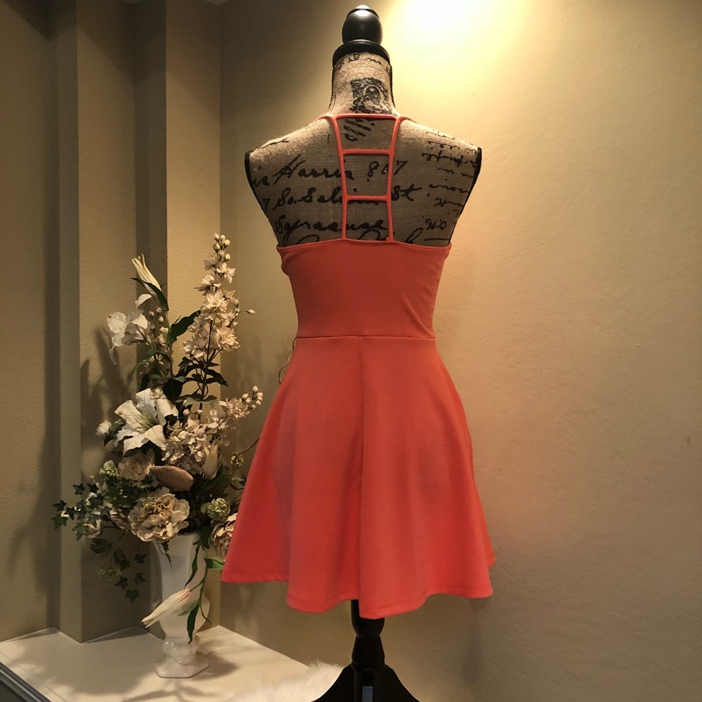 Super cute spring/summer dress. Neon salmon dress.